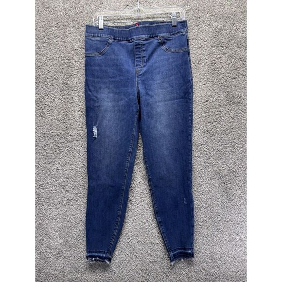 Spanx Distressed High Rise Jeans Jeggings Women's XL‎ Pull On Ankle Stretch EUC - Picture 1 of 13